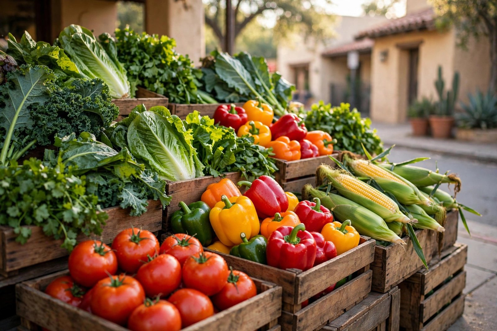 Fresh vegetables at a free produce stand in San Antonio